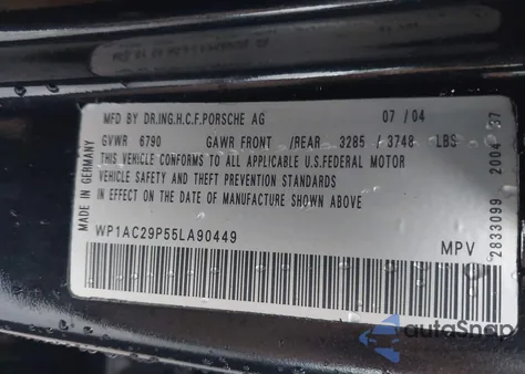 2005 Porsche Cayenne Turbo z USA, uszkodzony, nr VIN WP1AC29P55LA90449